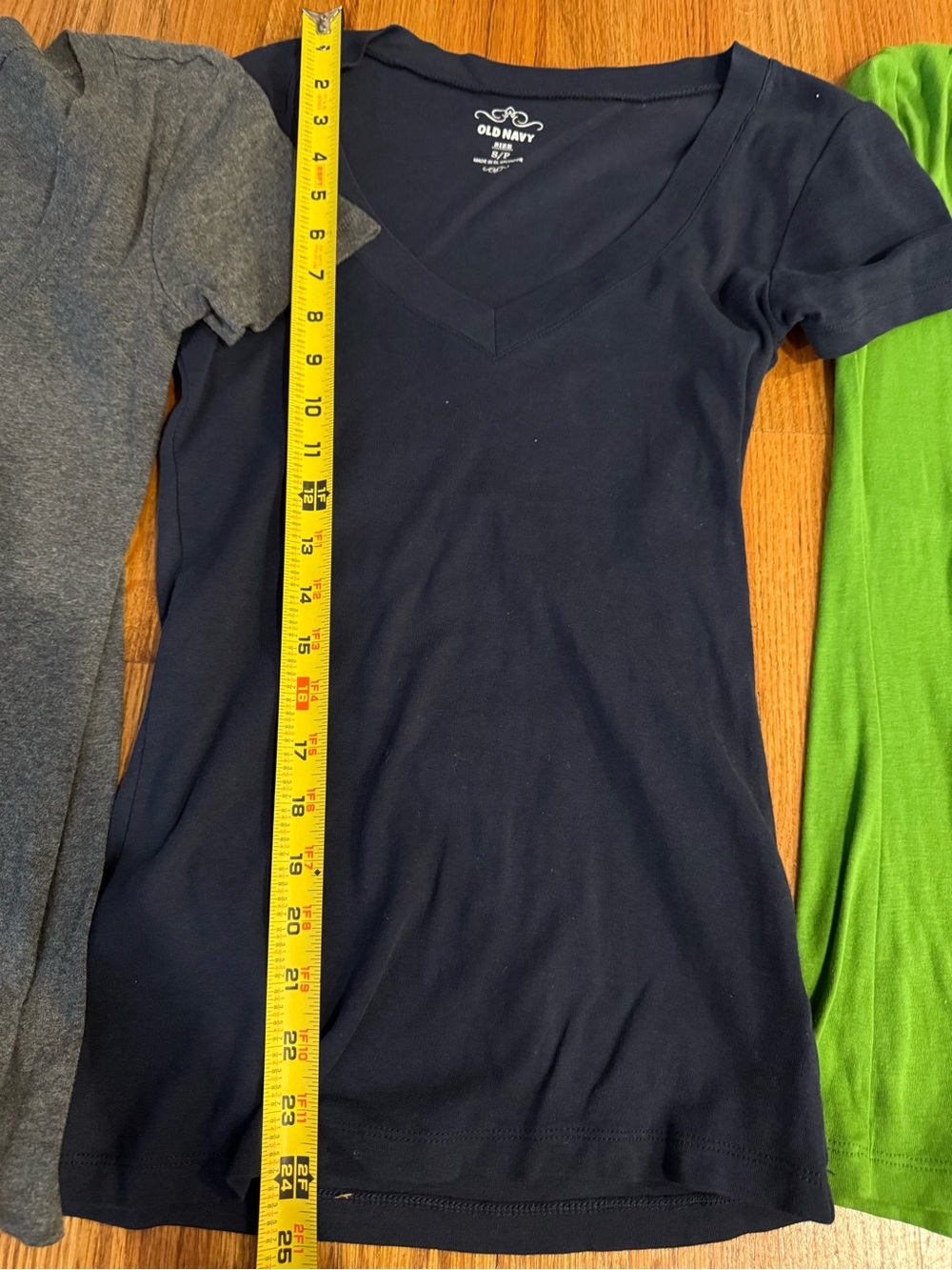 Women’s cotton V-Neck Tee bundle - Gray, Green, Navy - Picture 3 of 5